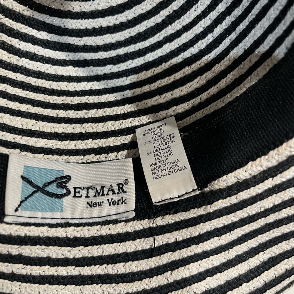 Betmar Black and White Striped Women's Hat - Picture 3 of 5